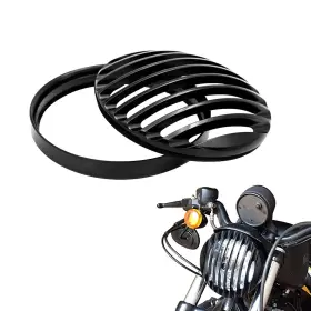 Ly110-02-18 Motofans Alpha Rider Black Aluminum Headlight Grill Cover 5 3/4 Inch For Sportster Roa