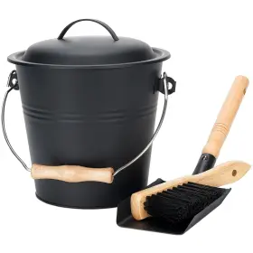 Myfireplacedirect 974074731822 1.5-gallon Metal Ash Bucket With Lid Shovel Broom - For Fireplaces Wood St
