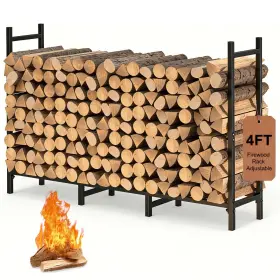 1627-b3-ame Nananardoso Us#1627-b3-ame 4ft Firewood Rack Indoor Outdoor Heavy Duty Log Holder Stand For Fireplace