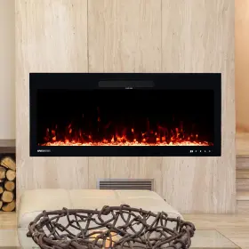 80-bef-42w Northwest 42 Inch Wall Mounted Electric Fireplace With Fire Crackling Sounds And Remote Black #2