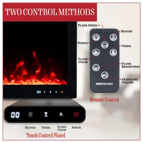 80-bef-42w Northwest 42 Inch Wall Mounted Electric Fireplace With Fire Crackling Sounds And Remote Black #3
