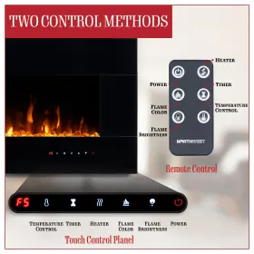 80-bef-50b Northwest 50 Inch Wall Mounted Electric Fireplace With Bluetooth Speakers And Remote Black #3