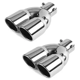 Pipes-1009 Otrtsucc 2pcs Dual Exhaust Tip 2.5 Inch Inlet Adjustable Applicable For Silver 2pack