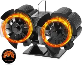 Paddsun 883149536032 12-blade Dual Head Heat Powered Wood Stove Fan Fireplace Furnace Air Blower