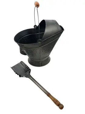 Pellethead Ph-cb2ga Grey Acid Coal Hod Scuttle Bucket With Shovel Fireplaces And Stoves