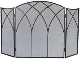 Pleasant Hearth B00n8ttaga Gothic Fireplace Screen Black Finish Old World Design