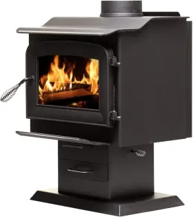 Aw1120e-p Products Pedestal Wood Burning Stove Heats 1 200 Sq. Ft. Epa Certified Blac