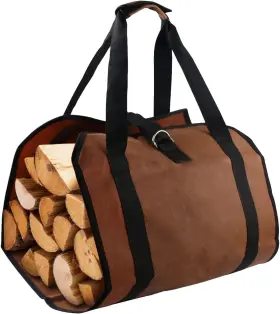 Fg62-01 Punhung Firewood Carrier Log Bag Waxed Canvas Tote For Indoor Firepla