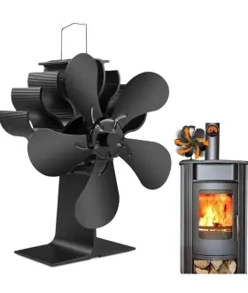 Pybbo 741416762105 Wood Stove Fan 5 Blades Heat Powered Fireplace Fans Eco For Home W