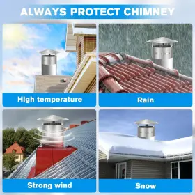 Cap-008 Qopaw 8 Inch Round Chimney Cap With Screen Tapered Top Roof Rain Cover For #3