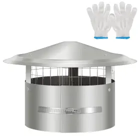 Cap-008 Qopaw 8 Inch Round Chimney Cap With Screen Tapered Top Roof Rain Cover For
