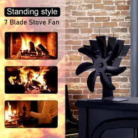 Rapidroo-shop 313042127155 7 Blades Stove Fan Heat Powered Fireplace Log Wood Burner Aluminum Alloy Eco #3