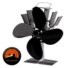 Rapidroo-shop 313110184165 4 Blade Heat Powered Stove Fan Log Wood Burner Eco Friendly Quiet Fireplace #2
