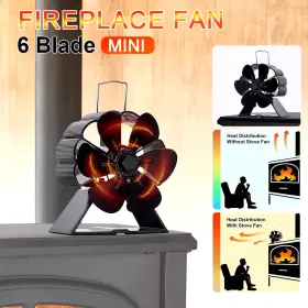 Rapidroo-shop 445029995990 6 Blades Mini Fireplace Fan Heat Powered Stove Wood Log Burner Eco Quiet Ene #3