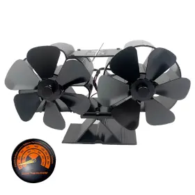 Rapidroo-shop 705353220982 Wood Stove Fan Heat Powered Dual Silent Motors 4 Blades Non-electric Activa #2