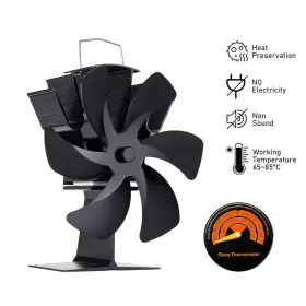 Rapidroo-shop 744759647146 6 Blades Heat Powered Stove Fan Log Wood Burner Eco-fan Quiet Fireplace Wint #2