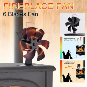Rapidroo-shop 744759647146 6 Blades Heat Powered Stove Fan Log Wood Burner Eco-fan Quiet Fireplace Wint #3