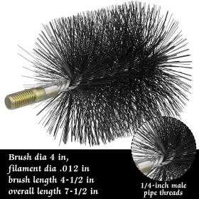 Zon-rattanview-0492 Rattanview 4 Inch Double Spiral Flue Brush Round Chimney Cleaning With 1/4 Npt Fitt #2