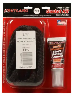 Rutland Products 885398829477 Grapho-glas Gasket Pellet Stove Rplmnt Kit-cmt And 3/4 Inch X7ft Rope