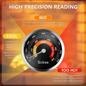 Sckee 726954655188 Wood Stove Thermometer Magnetic Temperature Top For Woo #3