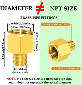 H-brass-12f-14m-2 Sdtc Tech 2-pack Brass Pipe Fitting 1/4 Inch Npt Thread 2p Male X 1/2 Female #2 H-brass-12f-14m-2 Sdtc Tech 2-pack Brass Pipe Fitting 1/4 Inch Npt Thread 2p Male X 1/2 Female #2