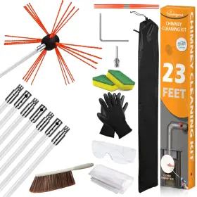B0d7vx4332 Sealegend 23ft Chimney Sweep Kit Brush And Rods - Rotary Cleaning System