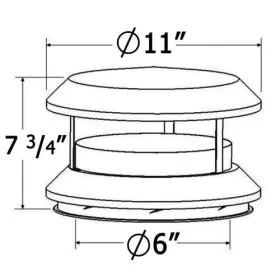 Shasta Vent 855644005054 6 Inch Dia. I.d. Class A All Fuel Ss Chimney Cap For #2