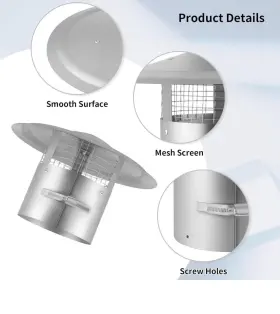 Sigvon 445034489453 6-inch Round Stainless Steel Chimney Cap With Screen And Fastening Device #3