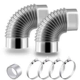 Dve-st-4-90-4claps Silrubsups Dryer Vent Elbow 2 Set Stainless Steel 4 Inch 90 Degree Exhaust V