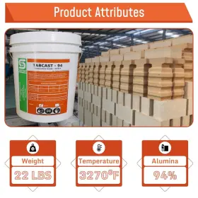 Ct-tc22 Simond Store Castable Refractory Cement - Furnace 3270f Rated 22 Lbs 94% Alumina #2