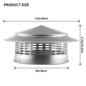Svnus-231109-01 Singvon 8 Inch Round Chimney Cap 304 Stainless Steel Cover With Screen #3