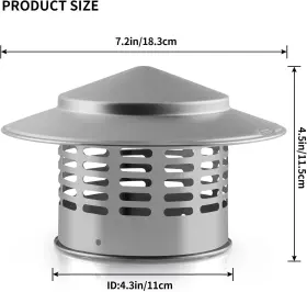 Svnus-24325-01 Singvon 4 Inch Round Chimney Cap 304 Stainless Steel Cover With Screen #3