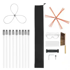 Skyshalo 313112221271 Chimney Sweep Kit 8-piece Cleaning Tool 30 Ft. Maximum Length Cleaner Sweeper