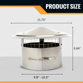 Solar Sports 313033999990 10 Inch Round Chimney Cap Cone Top With Screen Roof Rain Cov #2
