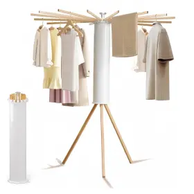 Sottorich Sottoh-lyj-1c-wood Tripod Clothes Drying Rack Garment Portable And Foldable Space Saving L