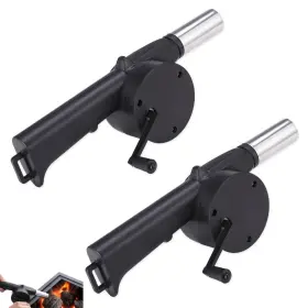 Squequ 717326306081 2 Pack Fireplace Bellows Hand Crank Air Blower Portable 24.5 Cm Black