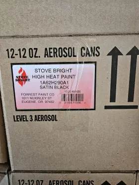 Stove Bright 1a62h209 High Temp Spray Paint Satin Black #1990 Case Of 12