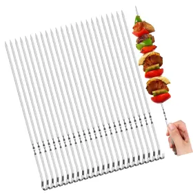 13skc0001 Strendier Oligei 24 Pcs Metal Skewers For Kabobs And Grilling Reusable Bbq Meat A 13skc0001 Strendier Oligei 24 Pcs Metal Skewers For Kabobs And Grilling Reusable Bbq Meat A