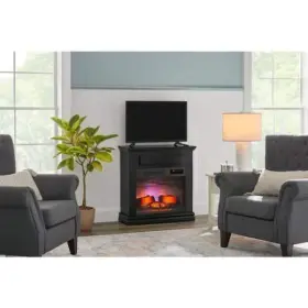 Stylewell 150427 Fireplaces Freestanding Wooden Infrared Electric Fireplace In Black