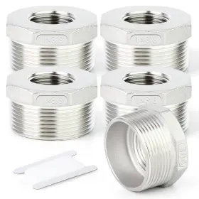 Fc-718 Taisher 5pcs 304 Stainless Steel Reducer Hex Bushing 1 Inch Mnpt X 3/8 Fnpt