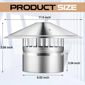 Tandefio 711181915075 6 Inch Cone Top Chimney Cap Stainless Steel With Screen Chimne #2