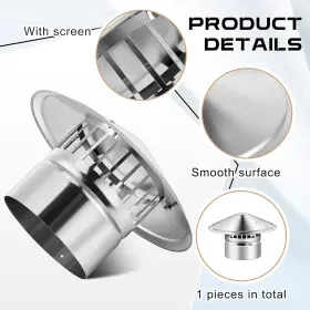 Tandefio 711181915075 6 Inch Cone Top Chimney Cap Stainless Steel With Screen Chimne #3