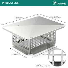 Beyshx4jpu Taus Chimney Cap 13 Inch X21 /13 X17 Cover Stainless Steel Fireplace Caps