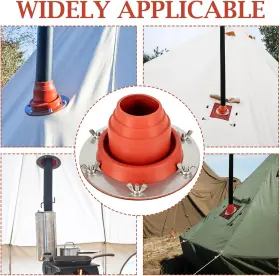 Tceapoo 705353397301 Tent Stove Jack Kit Silicone High Temp Flexible Roof Pipe Boot Metal Roofi #3