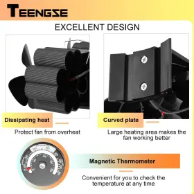 Teengse 313097935989 Heat Powered 8 Blade Wood Stove Fan Flue Pipe Hanging Fireplace For Home Wo #3 Teengse 313097935989 Heat Powered 8 Blade Wood Stove Fan Flue Pipe Hanging Fireplace For Home Wo #3