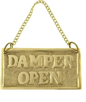 Tg Llc 644216732814 Treasure Gurus Solid Brass Hanging Open Closed Damper Sign Vintage Metal Gold
