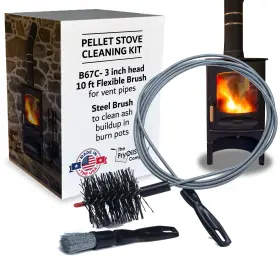 B67-4 The Fryoilsaver Company Pellet Stove And Dryer Vent Cleaner Kit 3 Inch Head 10 Ft Long Steel