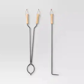 90374088 Threshold 2pc Tongs And Fire Poker Tool Set Black - 90374088 Threshold 2pc Tongs And Fire Poker Tool Set Black -