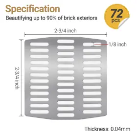 Toqraft 765147715995 72pcs Stainless Steel Brick Weep Hole Covers For Walls. 2.75ftft Fire Bri #2
