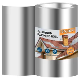 Tubtoken 744585760422 Aluminum Roll Flashing 12ftft X 50ft Metal Roofing For Roof And